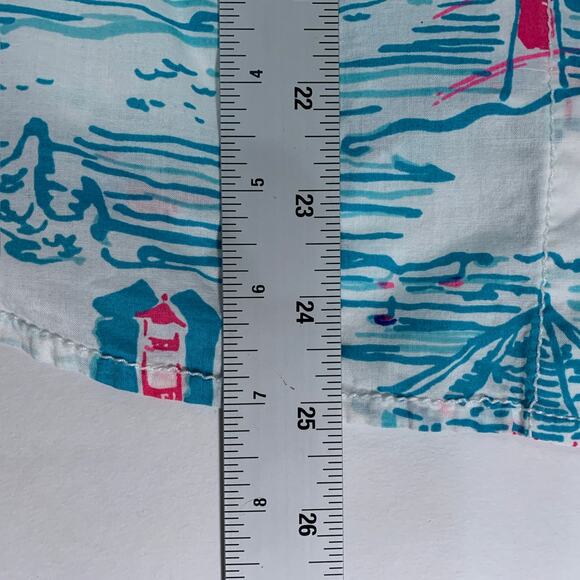 Lilly Pulitzer 0 Cruiser Shirt Watch Out Lighthouse Print Blue Pink Coastal Sea - Picture 7 of 9